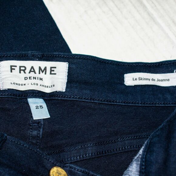 Frame Denim Women's Le Skinny de Jeanne Jeans Deep Blue Dive Size 25 - Picture 5 of 8